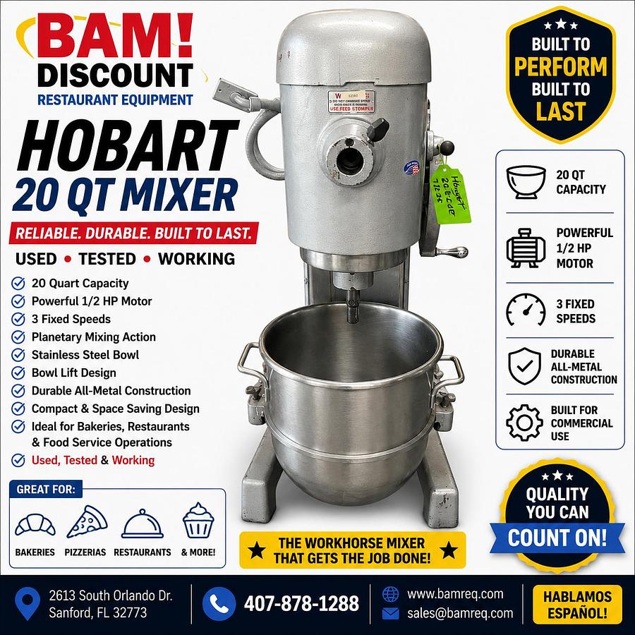 Used Hobart 20 Quart Commercial Planetary Mixer Used • Tested • Working