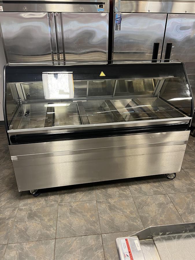 Refurbished Halo Heat Heated Display Cabinet Hot Food Merchandiser Curved Glass Mobile