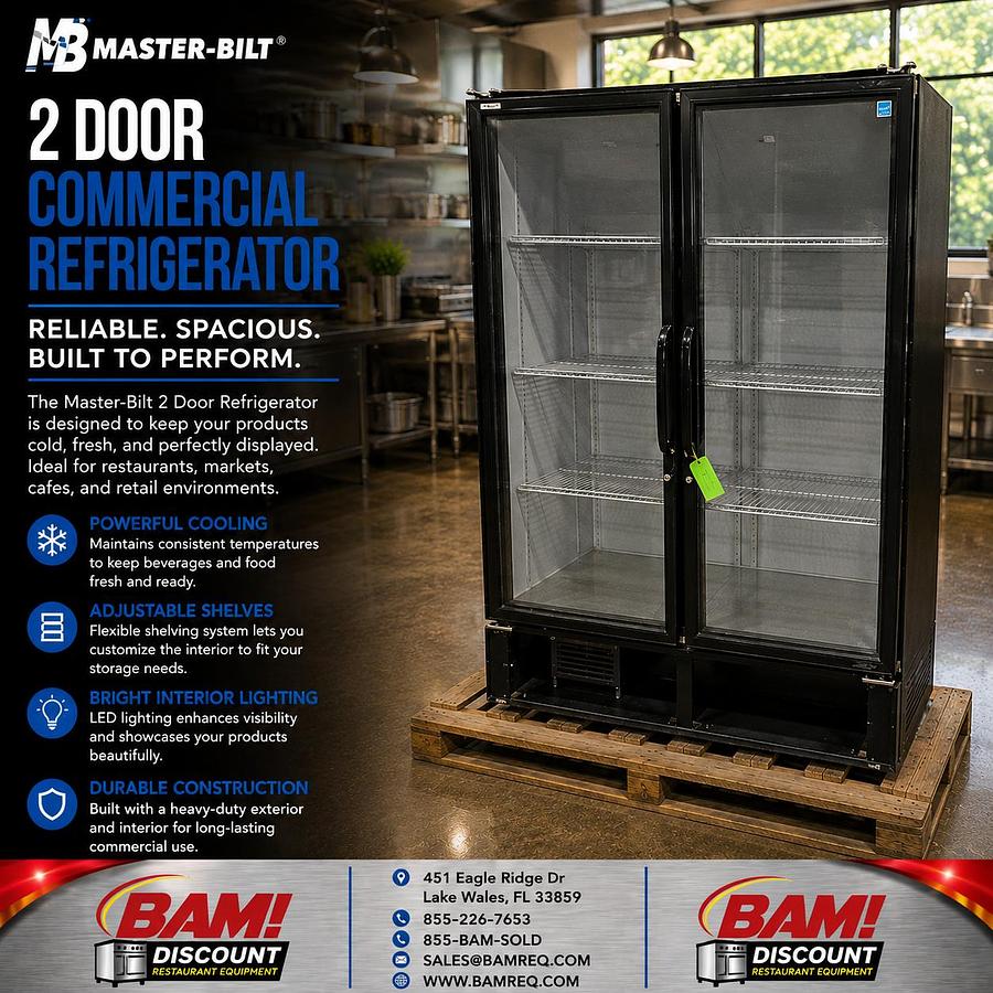 Refurbished Master-Bilt 2 Door Glass Merchandiser Commercial Refrigerator Reach-In Cooler