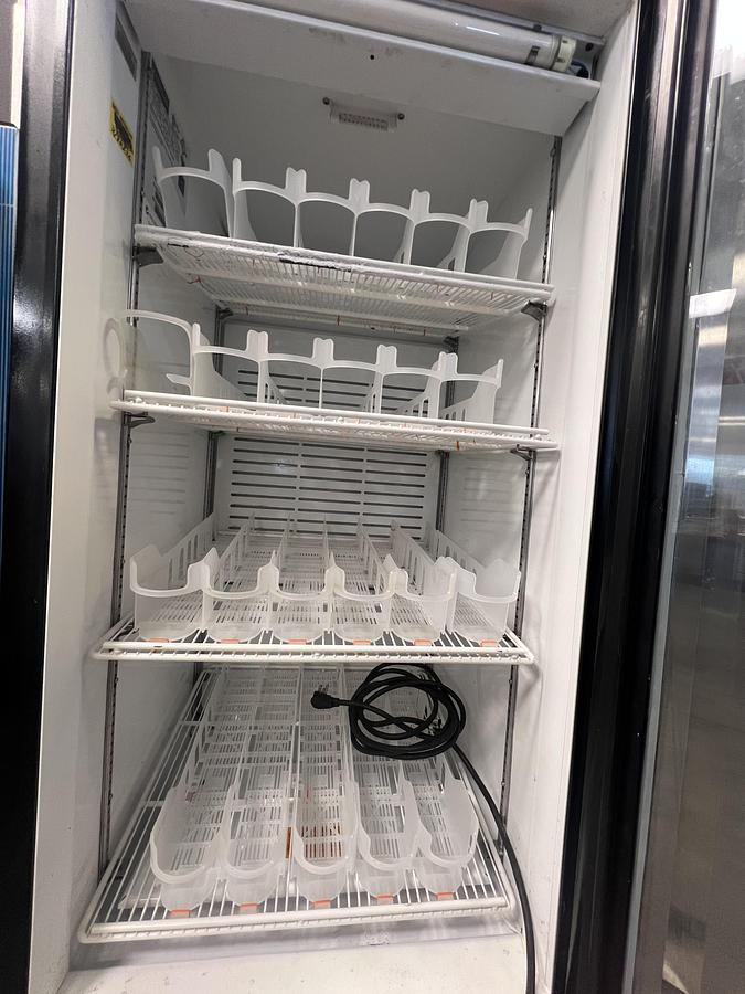 Used MiraCool Commercial Glass Door Merchandiser Refrigerator – Glass Display Cooler – Black – LED – Used