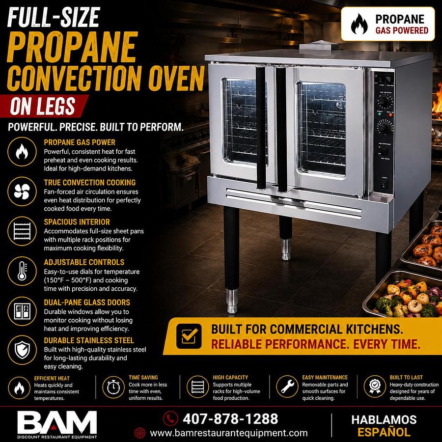 Full-Size Propane Convection Oven On Legs