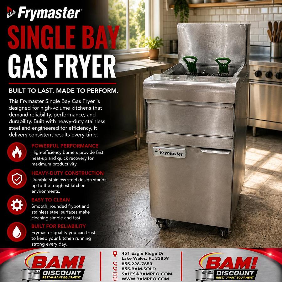 Refurbished Frymaster Commercial Single Bay Gas Fryer Stainless Steel w/ Twin Baskets