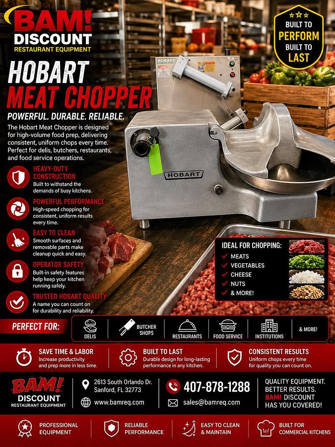 Used Hobart Commercial Meat Chopper / Food Cutter – Heavy-Duty Commercial Processing Equipment