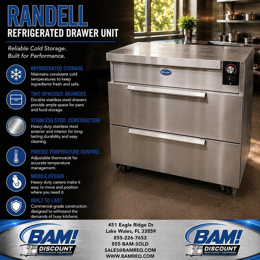 Used Randell Commercial 2-Drawer Refrigerated Chef Base / Equipment Stand