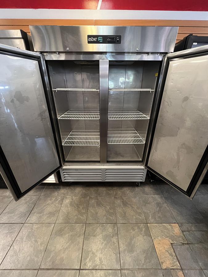 Used Asber Two Door Reach-In Refrigerator – Commercial Upright Refrigerator – Stainless Steel – 115V
