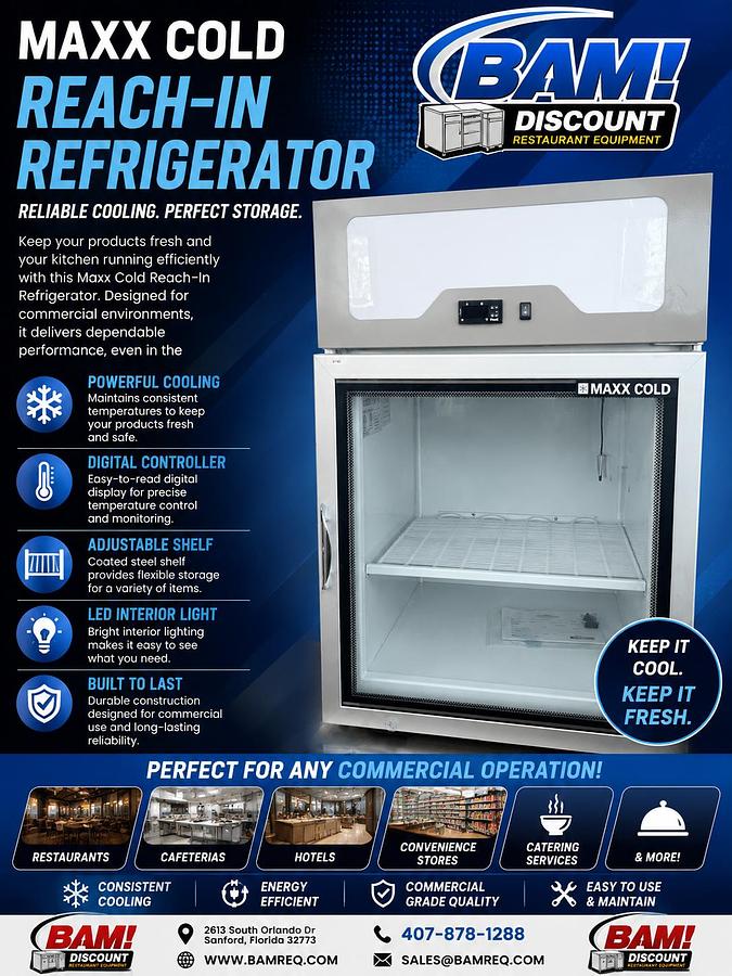 Used Maxx Cold Countertop Glass Door Display Refrigerator