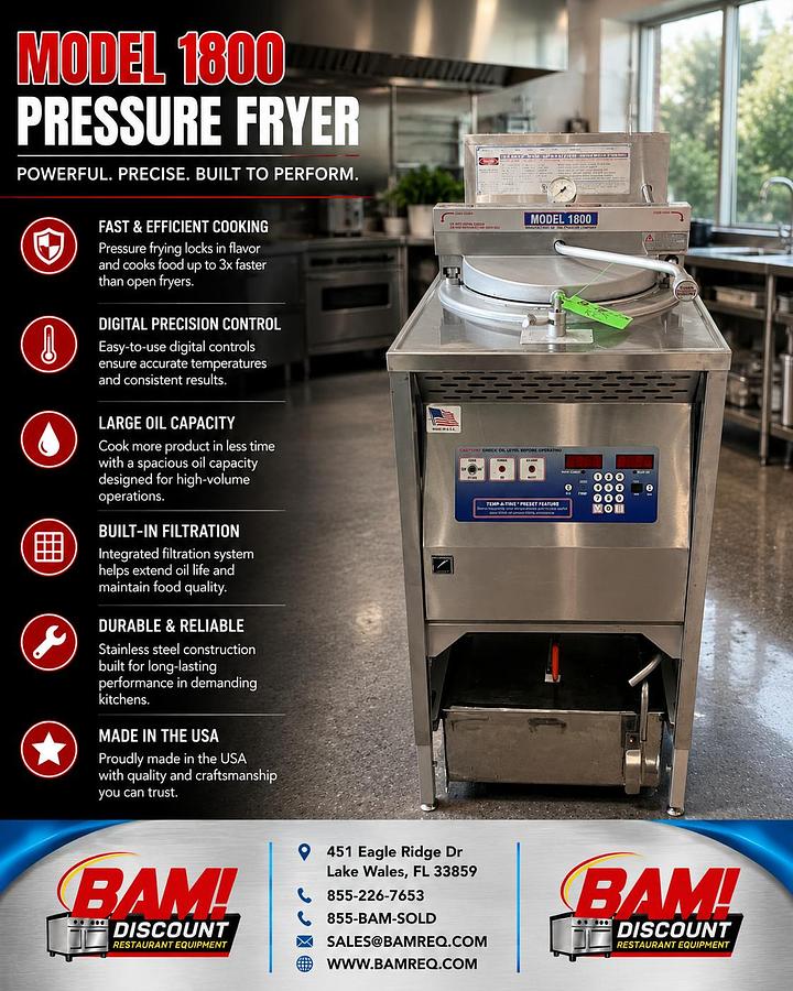 Refurbished Broaster Model 1800 Commercial Pressure Fryer w/ Filtration Digital Controls