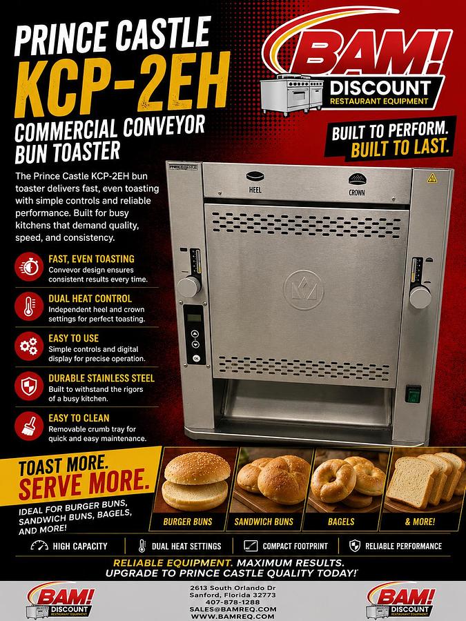 Used Prince Castle Commercial Bun Toaster – Dual Heel & Crown Controls – Stainless Steel – Tested