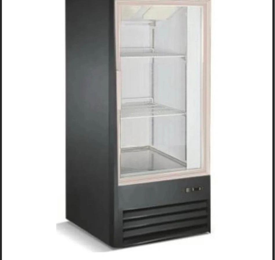 Elite 8.5Cu.Ft Black Customizable Swing Glass Door Merchandiser Refrigerator with LED Lighting