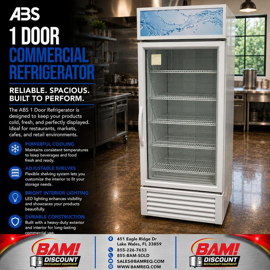 Refurbished ABS 1 Door Commercial Glass Merchandiser Refrigerator Reach-In Display Cooler