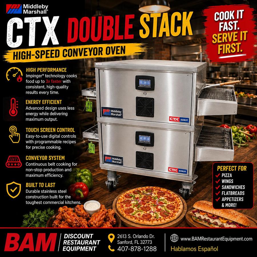 Used Middleby Marshall CTX Double Stack High-Speed Conveyor Oven – Touchscreen Controls – Commercial Pizza Oven