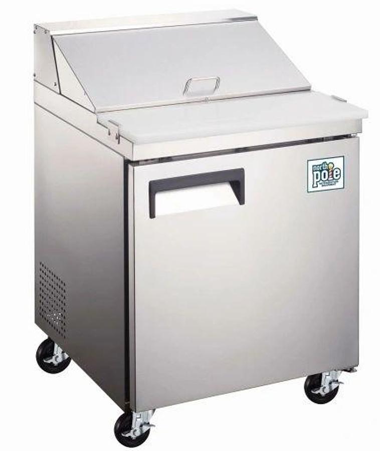 Elite Stainless Steel Single Door 27" Mega Top Sandwich Prep Table on Castors