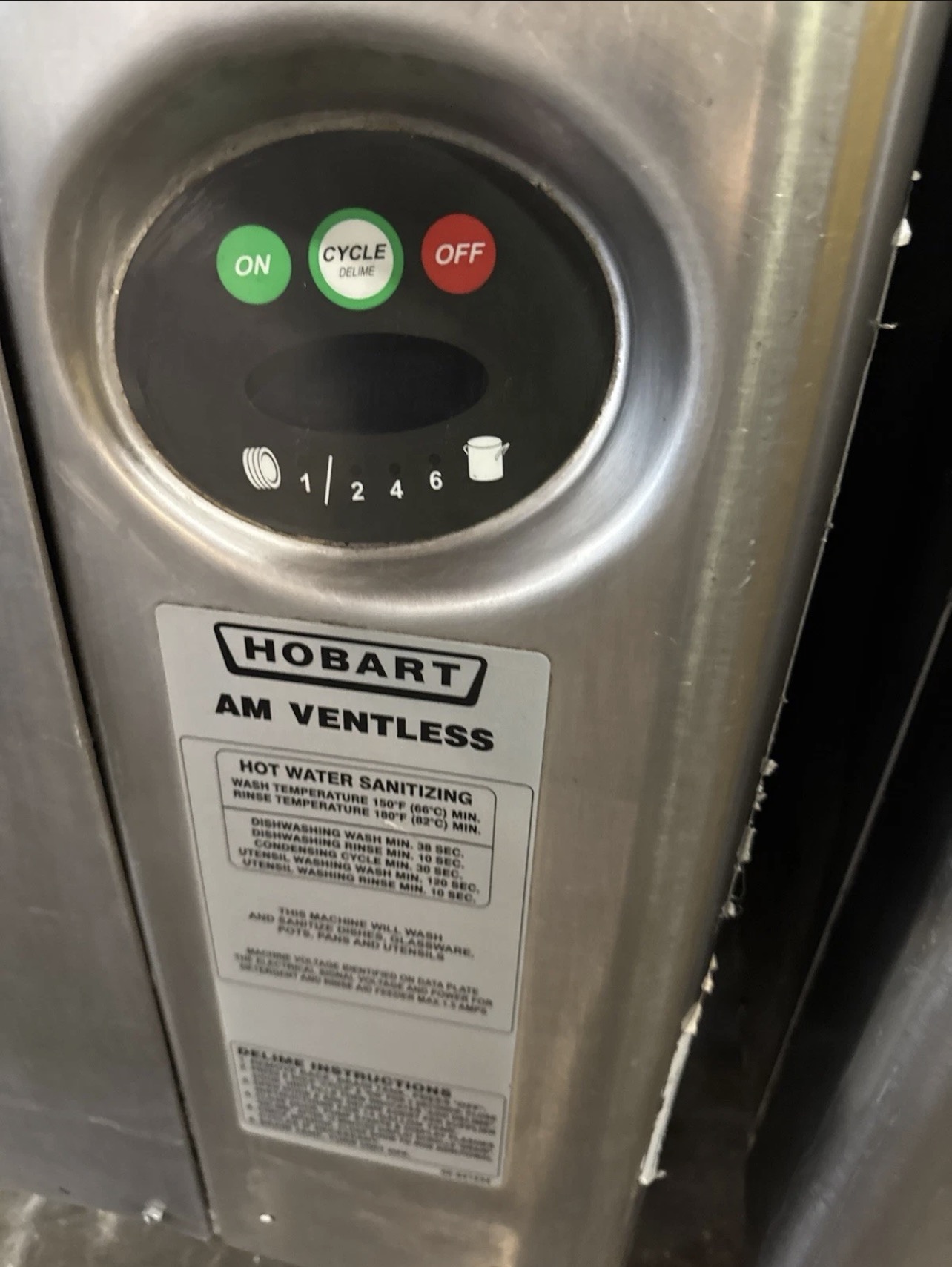 Refurbished HOBART COMMERCIAL VENTLESS PASS-THROUGH DISHWASHER – HEAVY-DUTY STAINLESS STEEL