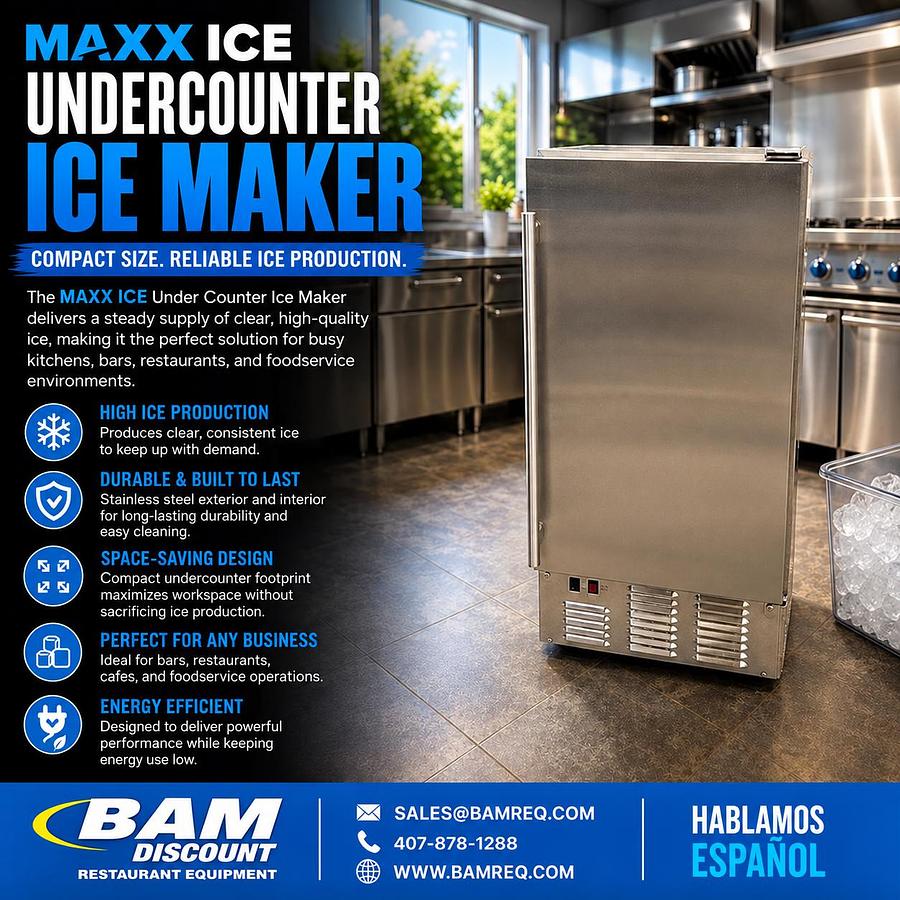 Used MAXX ICE Commercial Undercounter Ice Maker Stainless Steel Restaurant Bar
