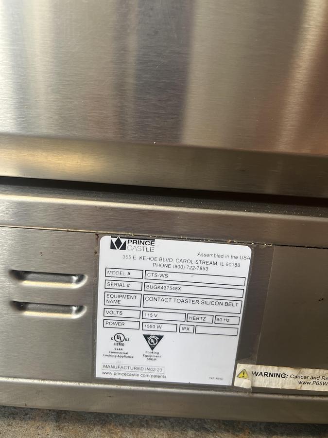 Used Prince Castle Commercial Bun Toaster – Dual Heel & Crown Controls – Stainless Steel – Tested