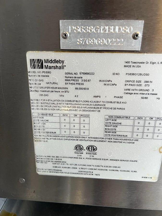 Used Middleby Marshall PS638G-2 65” Gas Double Impingement Conveyor Oven - Natural GasMiddleby Marshall PS638G-2 65” Gas Double Impingement Conveyor Oven - Natural Gas