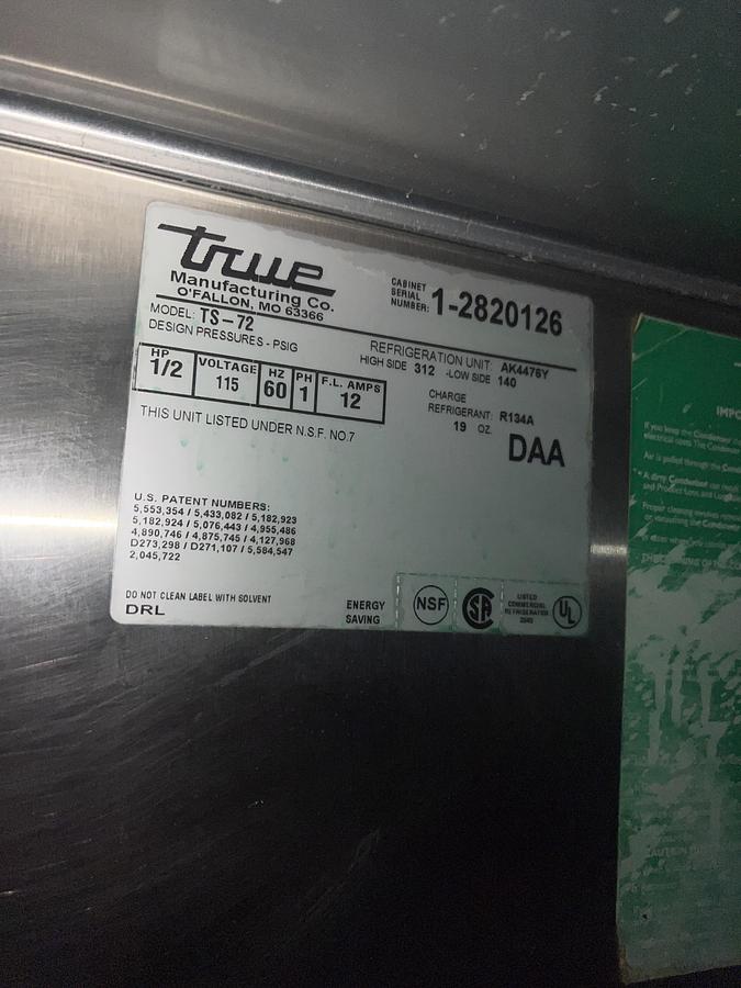 Used True 3 Door Commercial Reach-In Refrigerator Stainless Steel Heavy Duty