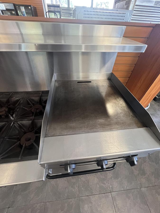 Used Commercial 6 Burner Range with 24" Griddle & Dual Standard Ovens – Natural Gas – Stainless Steel