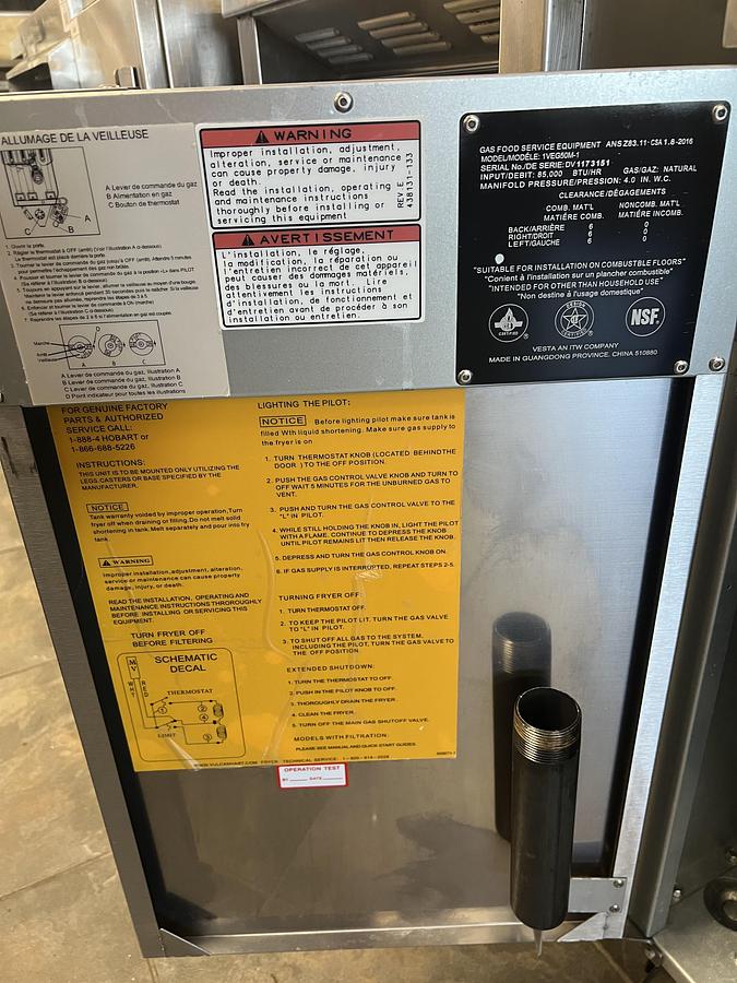 Used Vulcan Commercial Gas Fryer – Stainless Steel Floor Model