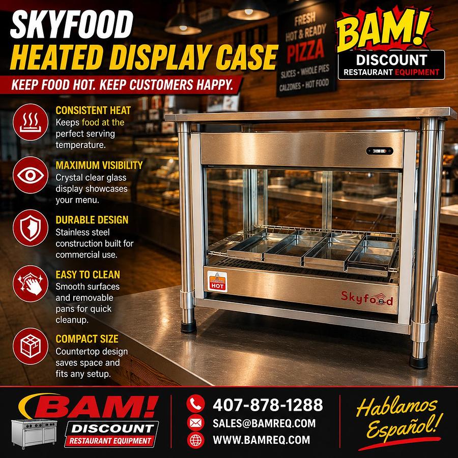 Skyfood Heated Countertop Display Case Hot Food Merchandiser 120V