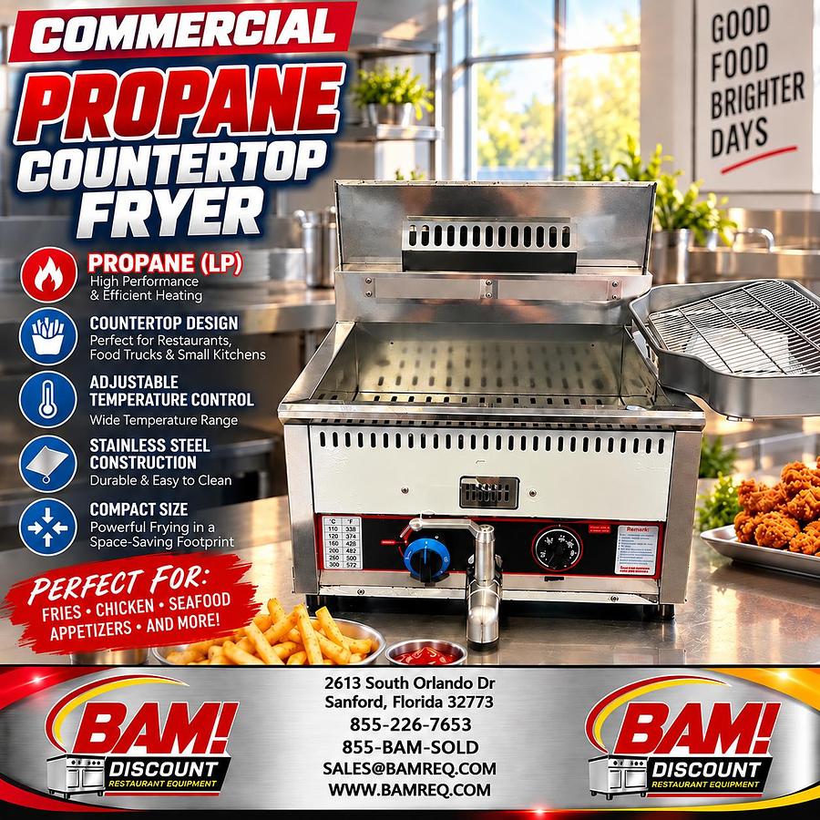 Commercial Propane LP Gas Countertop Deep Fryer Stainless Steel Restaurant Fryer
