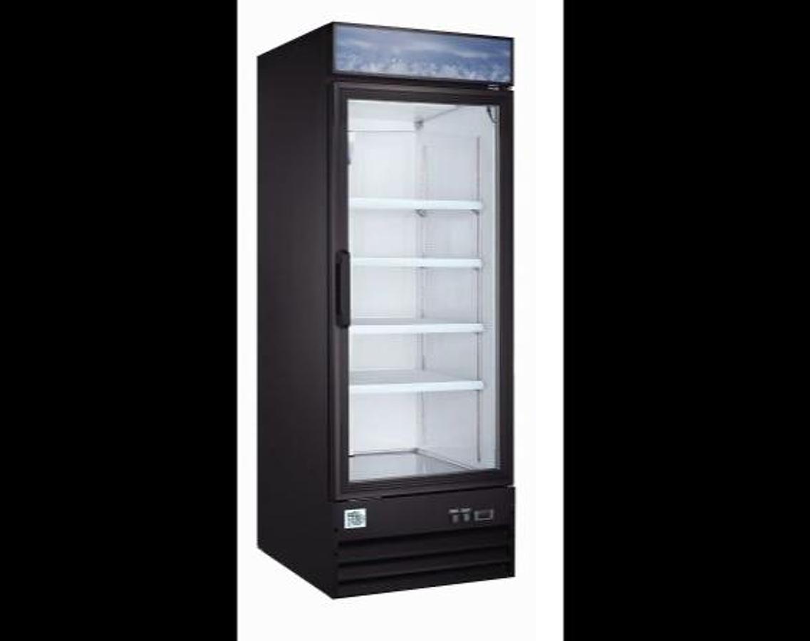Elite Black Swing Glass Door Merchandiser Refrigerator with LED Lighting 23Cu. Ft.