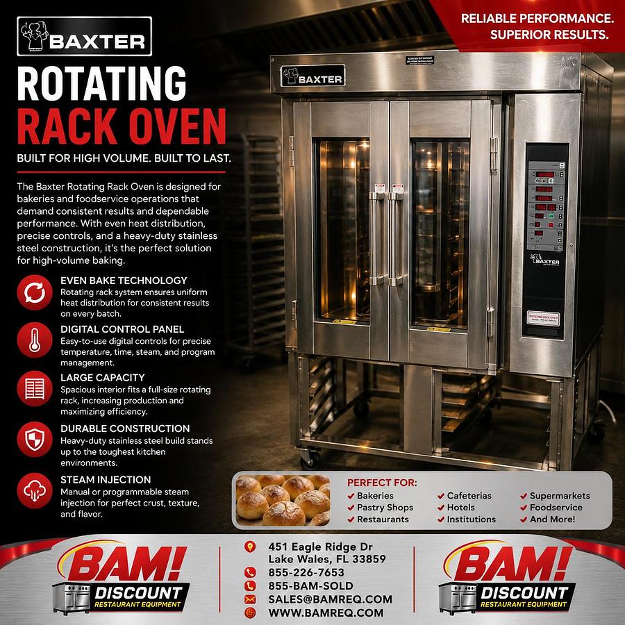 Refurbished Baxter Rotating Rack Oven Commercial Bakery Convection Oven Digital Controls