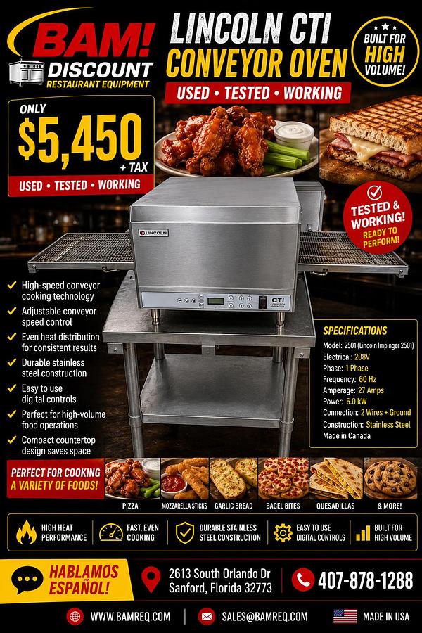 Used Lincoln CTI Conveyor Oven – Model 2501