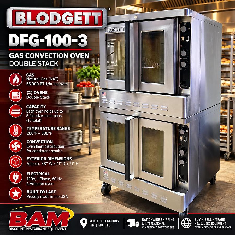 Refurbished Blodgett DFG-100-3 Double Stack Gas Convection Oven