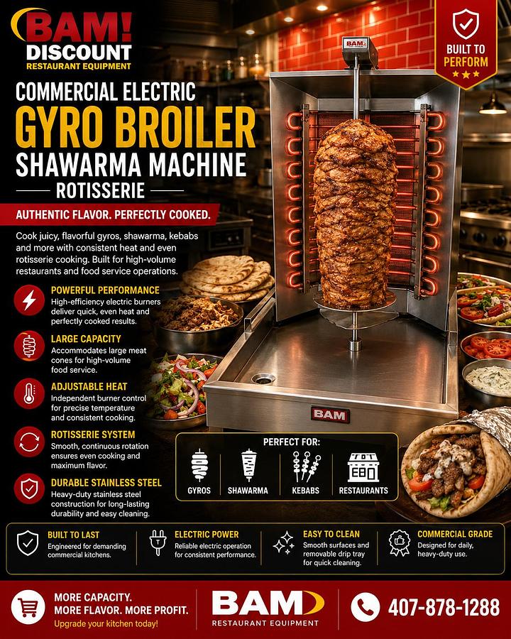 Used Commercial Electric Gyro Broiler Shawarma Machine Rotisserie
