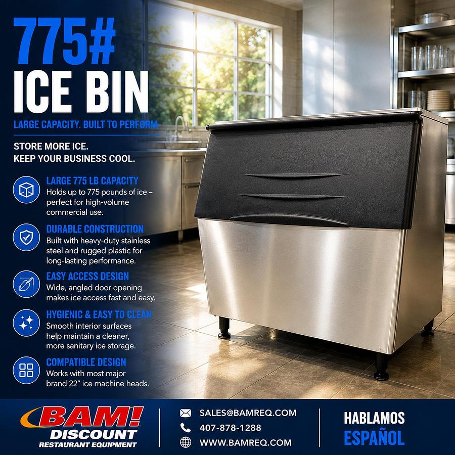775 lb Commercial Ice Storage Bin – Heavy-Duty Stainless Steel Ice Bin