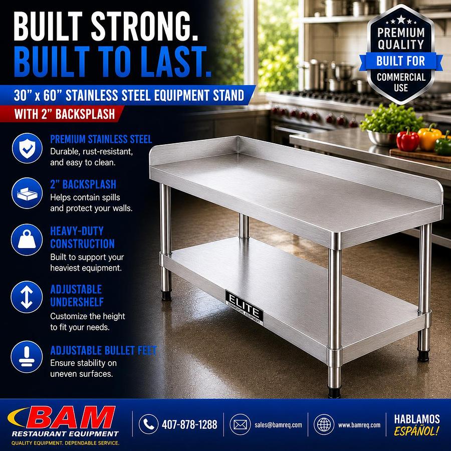 30"x 60" Stainless Steel Equipment Stand with Galvanized Undershelf