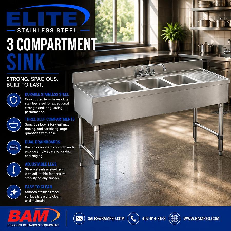 60" 3 Compartment Sink