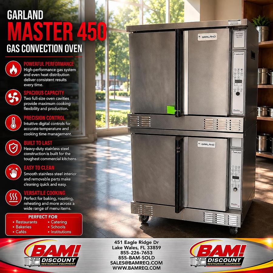 Used Garland Master 450 Double Stack Natural Gas Convection Oven – Double Deck Commercial Bakery Oven