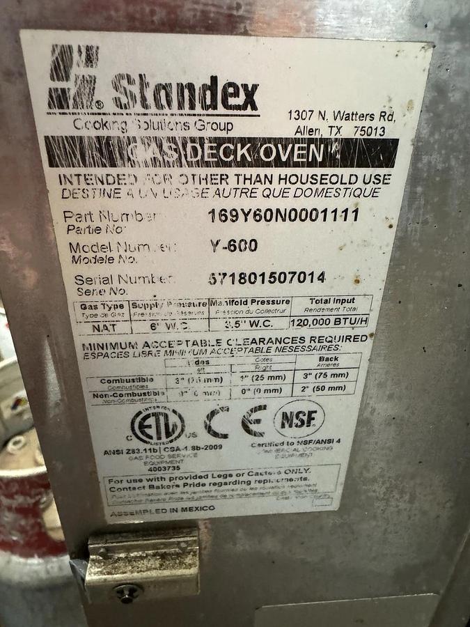 Refurbished BAKERS PRIDE Y600 COMMERCIAL 78" PIZZA DECK GAS OVEN- Great Bricks- Tested