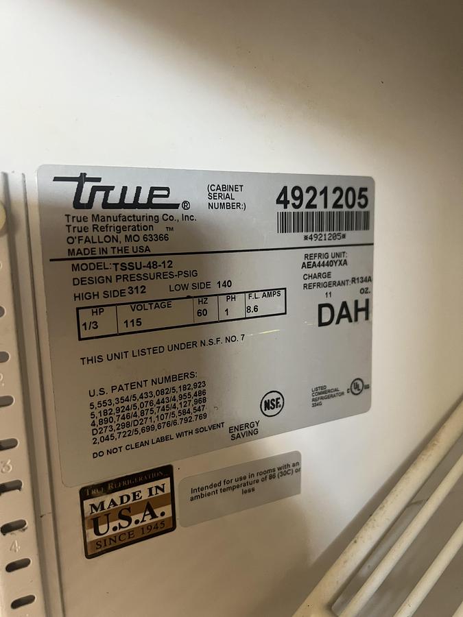 Refurbished TRUE Two Door Sandwich Prep Table Commercial Refrigerated Prep Station