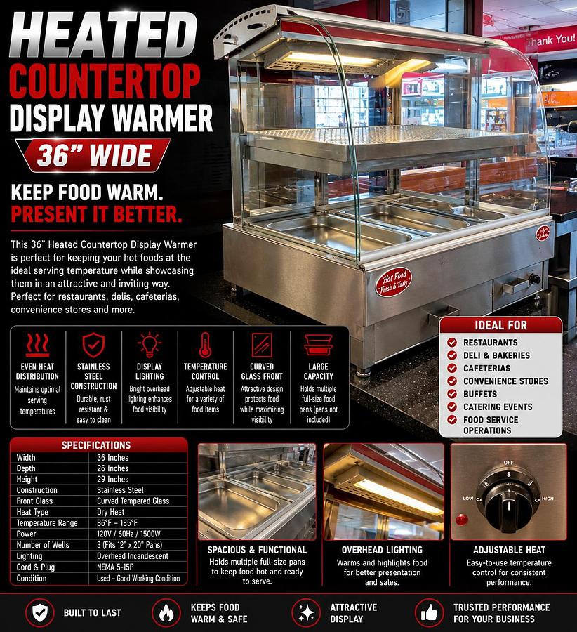 Used Heated Countertop Display Warmer 36”