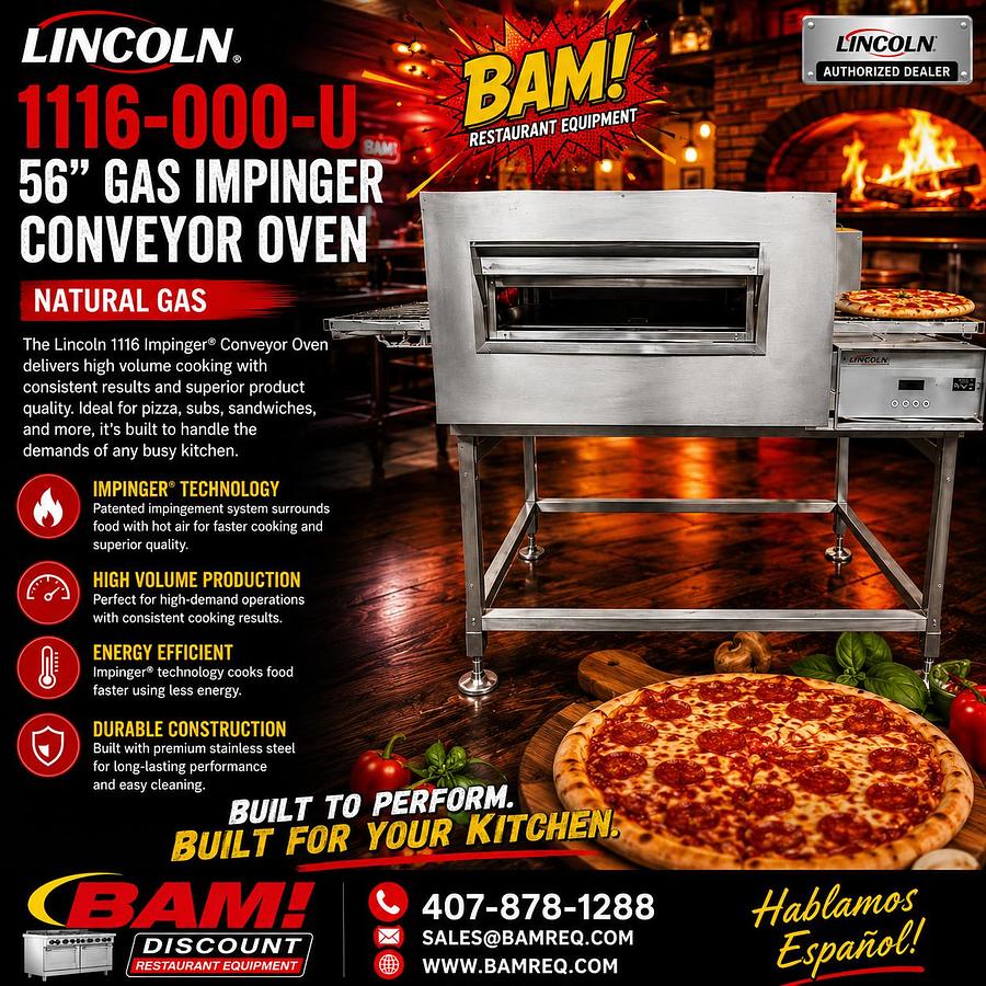 Used Lincoln 1116-000-U 56” Gas Impinger Conveyor Oven - Natural GasLincoln 1116-000-U 56” Gas Impinger Conveyor Oven - Natural Gas