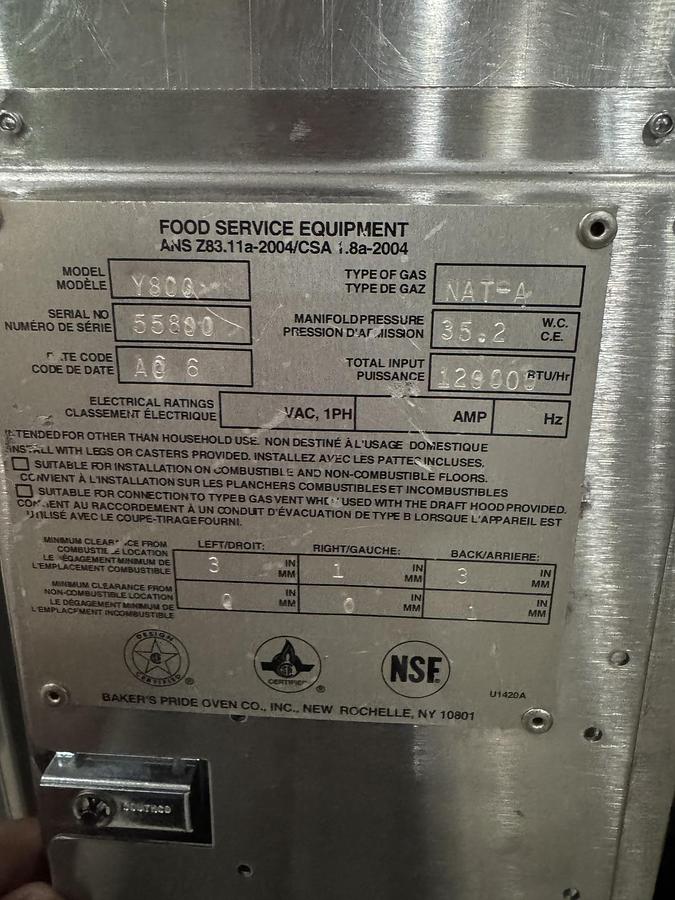 Refurbished Baker's Pride Y802