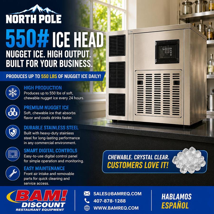 Used North Pole 550 lb Commercial Nugget Ice Machine Head – Air Cooled – Stainless Steel – 115V
