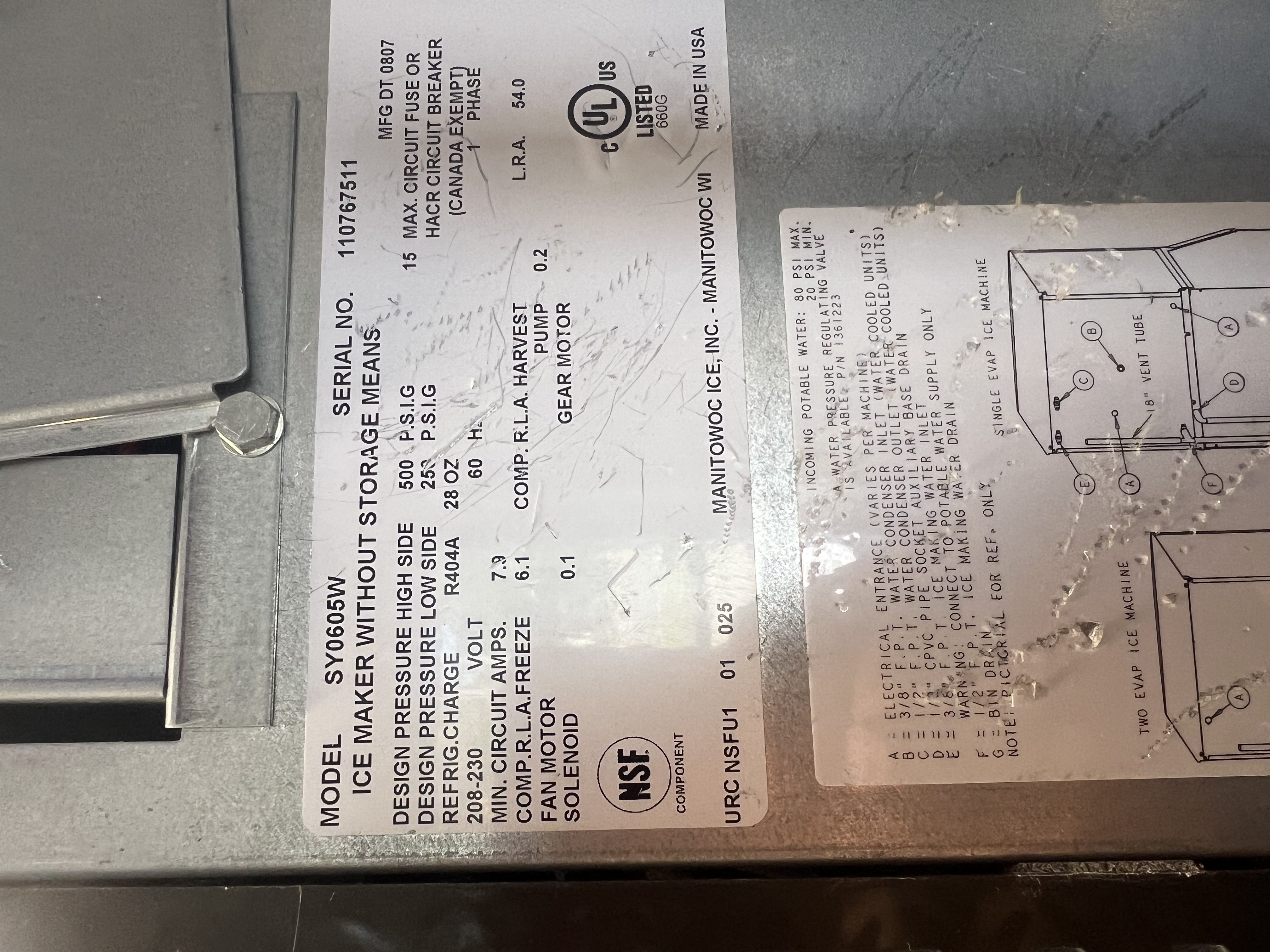Refurbished Manitowoc SY0605W Water-Cooled Ice Machine Head – Approx. 600 lb/day