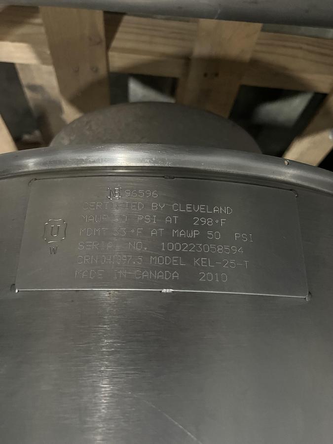 Refurbished Cleveland 25 Gallon Electric Tilting Steam Jacketed Kettle Stainless Commercial