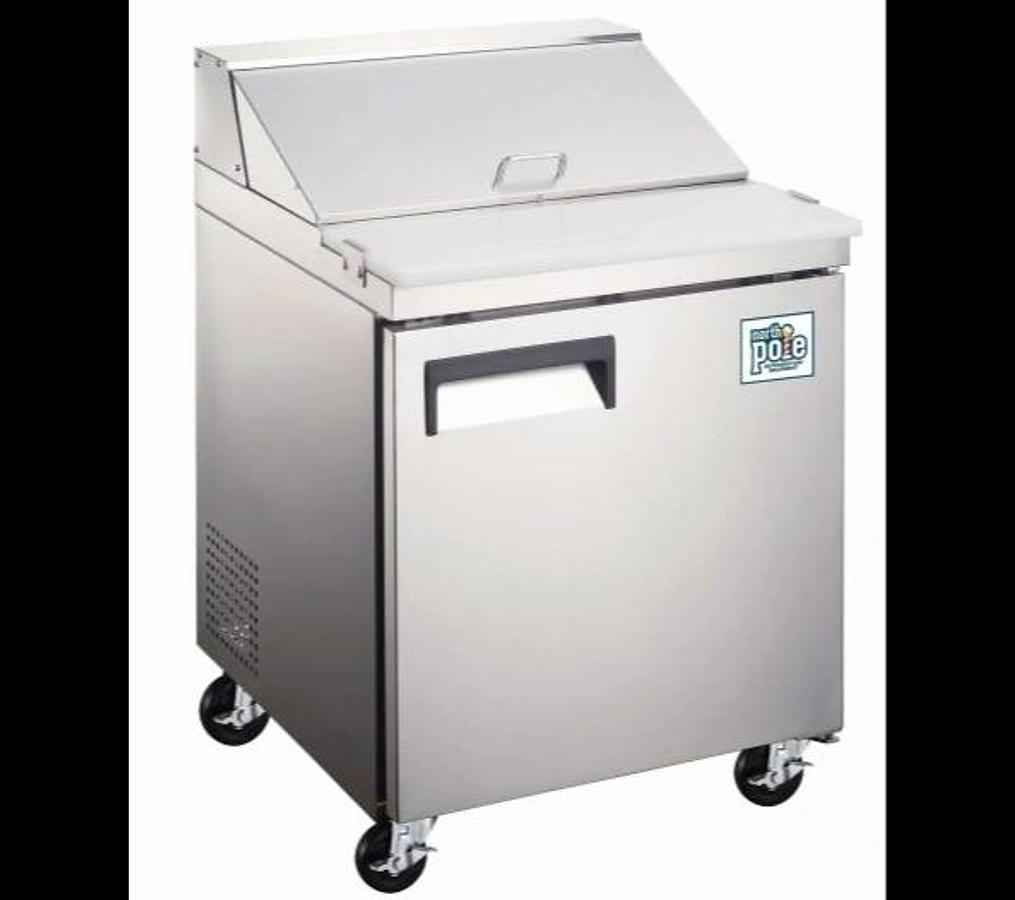 Elite Stainless Steel 27" Single Door Sandwich Prep Table on Castors
