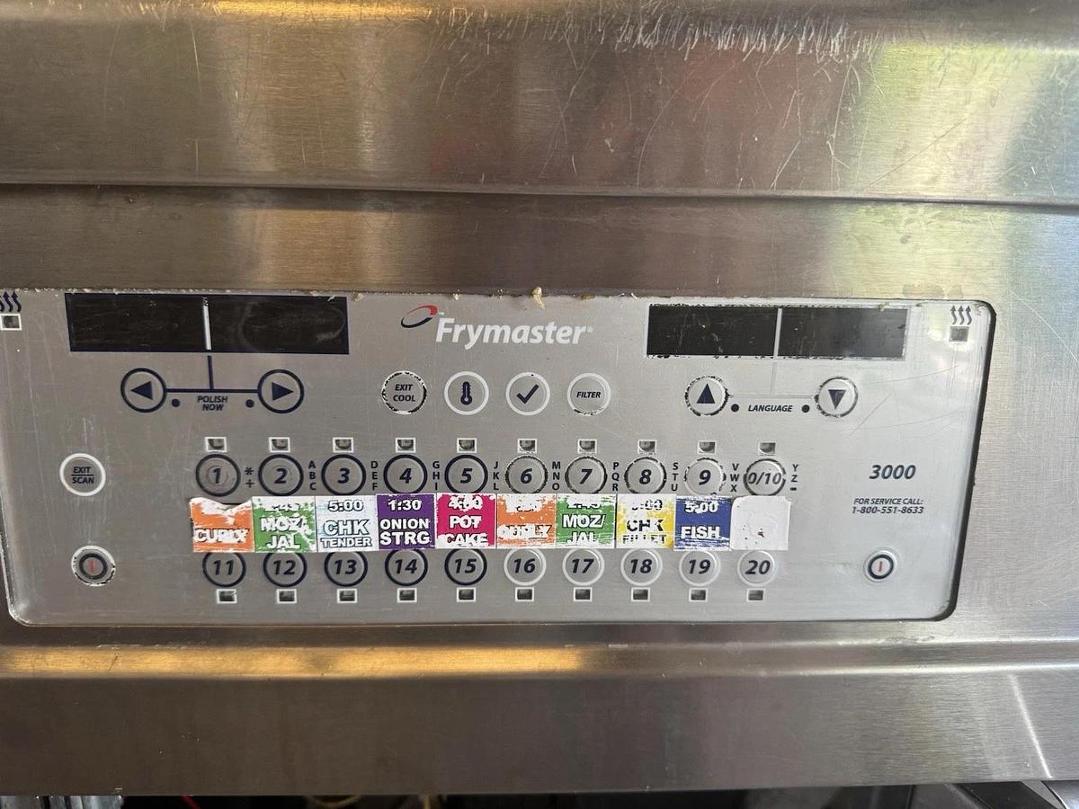 Used Frymaster 3 BAY Fryer, Natural Gas, Filtration System- Working Condition