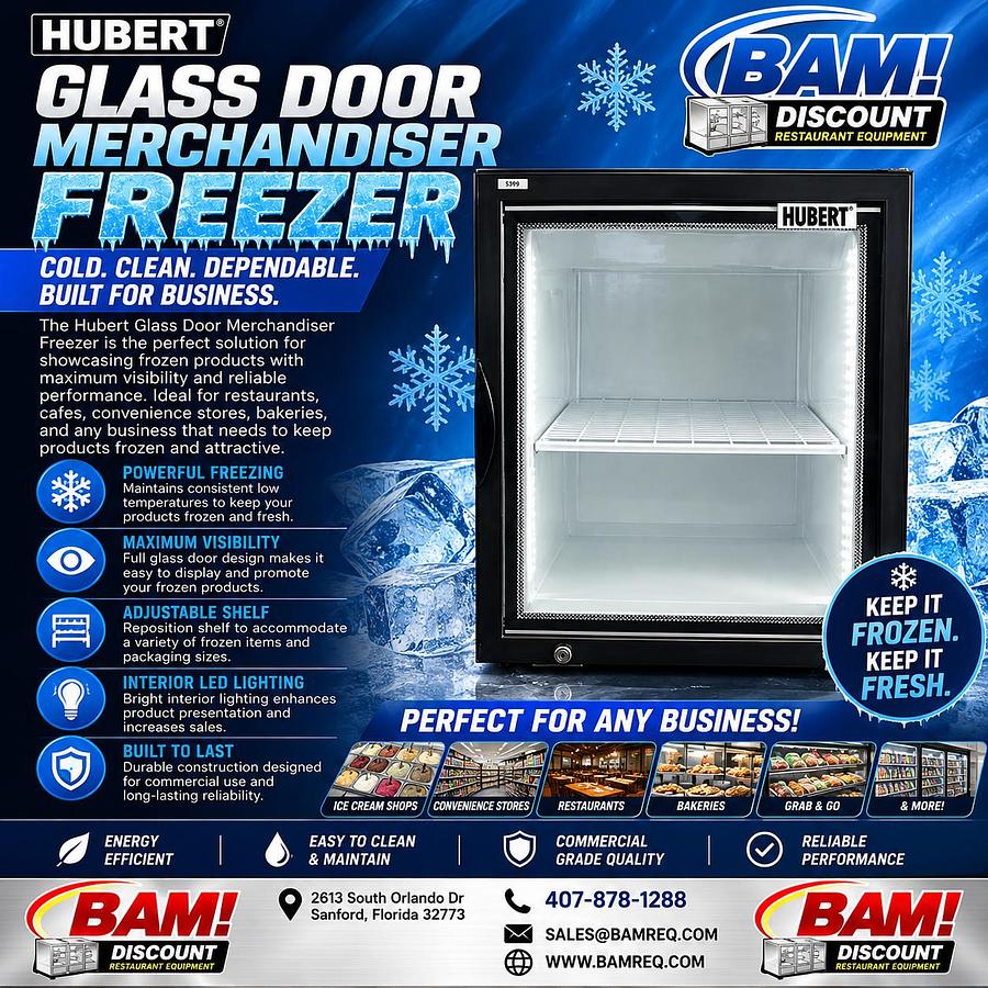 Refurbished HUBERT Commercial Glass Door Merchandiser Freezer