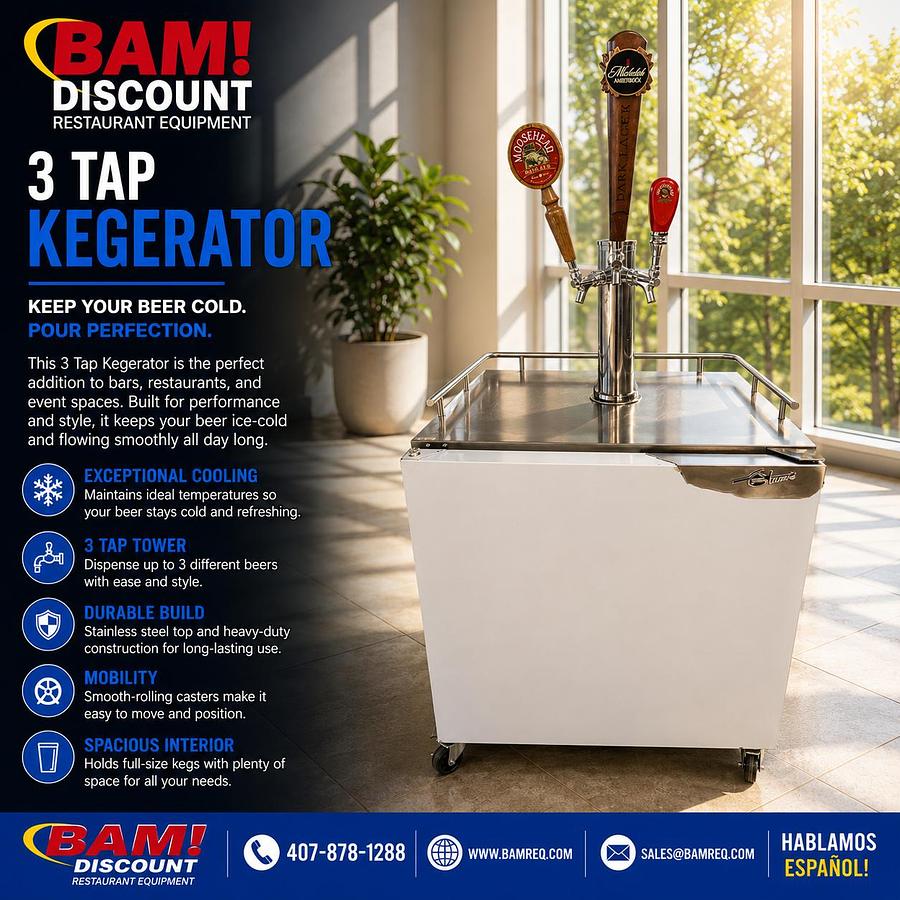 Used 3 Tap Commercial Kegerator Beer Dispenser – Stainless Steel Draft Beer Cooler