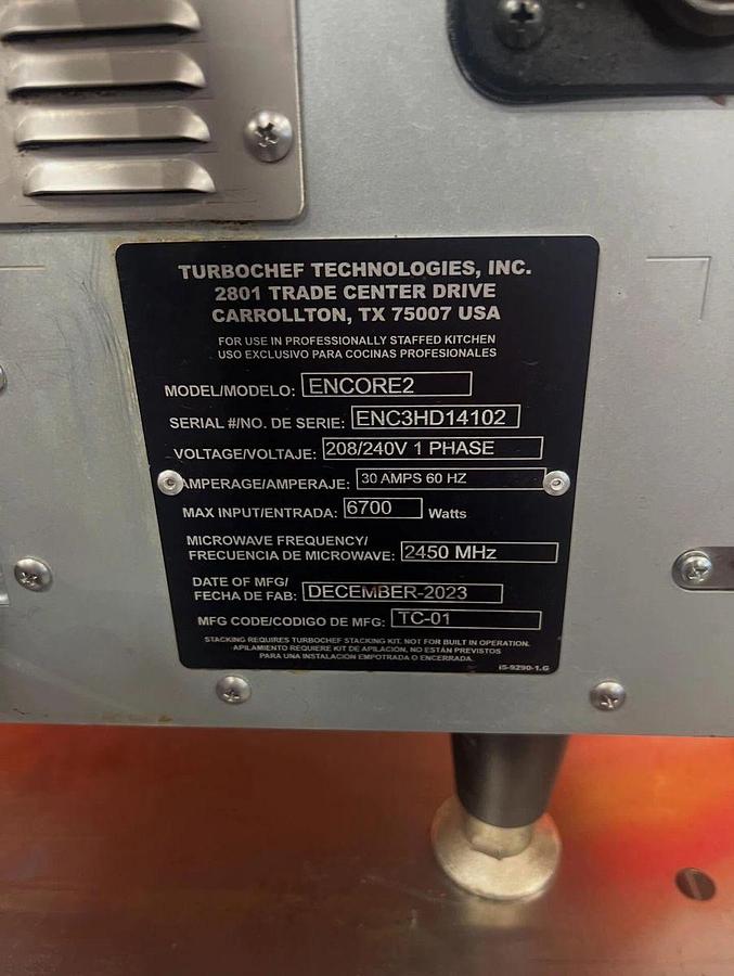 Used 2023 TurboChef Encore 2 High Speed Countertop Oven – 208/240V, 1 Phase2023 TurboChef Encore 2 High Speed Countertop Oven – 208/240V, 1 Phase