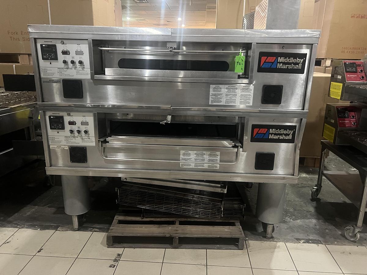 Used Middleby Marshall PS570G Double Stack Natural Gas Conveyor Pizza Oven Tested