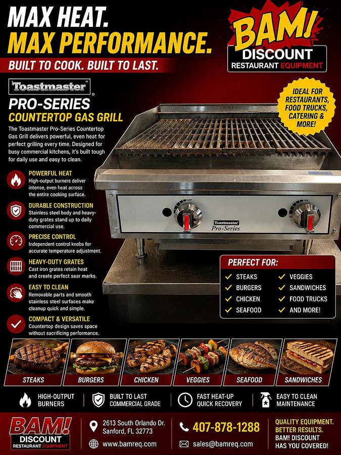 Used Toastmaster Pro-Series Countertop Gas Charbroiler