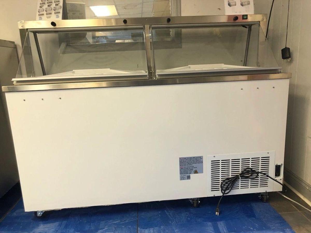 Elite 67 3/4" 12 Tub White Deluxe Ice Cream Dipping Cabinet